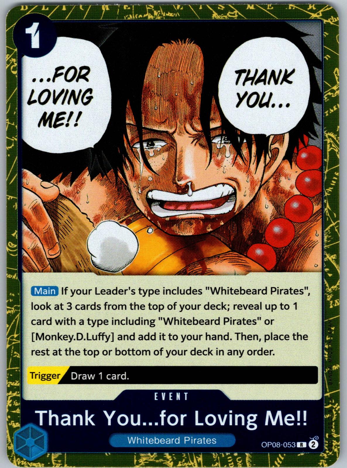 Thank You...for Loving Me!! OP08-053 Rare Two Legends One Piece Foil Near Mint