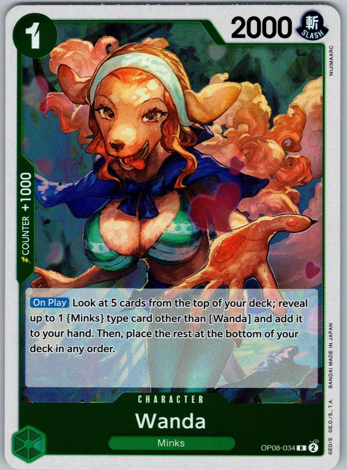 Wanda OP08-034 Rare Two Legends One Piece Foil Near Mint