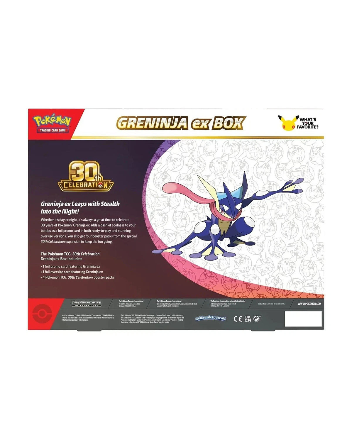 30th Anniversary Pokemon Greninja EX Box - Factory Sealed