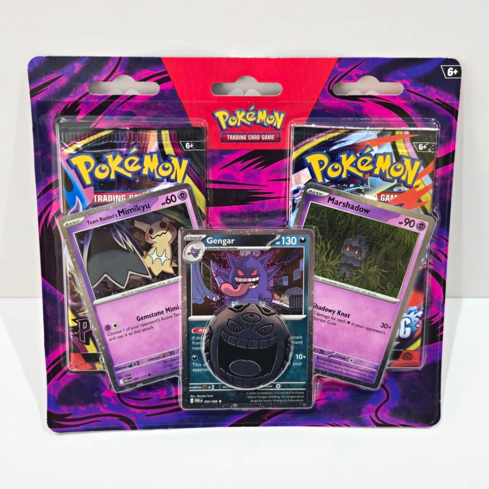 Pokémon TCG 2-Pack Booster Blister Gengar Marshadow Mimikyu Promo + coin